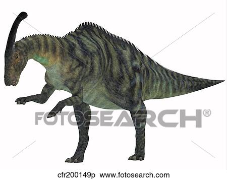 Stock Illustration - Parasaurolophus, a herbivorous dinosaur from the Cretaceous period.. Fotosearch