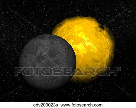 Partial eclipse of the Sun. View Large Illustration Stock Illustration - Partial eclipse of the Sun.. Fotosearch