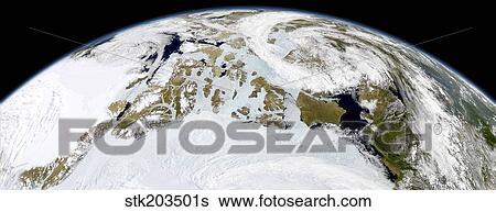 Stock Photograph - Partial view of Earth showing northern Canada and northern Greenland. . Fotosearch
