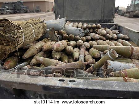 Pieces of weapons and ammunition found in Iraq. View Large Photo Image Picture - Pieces of weapons and ammunition found in Iraq.. Fotosearch