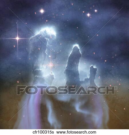 Stock Illustration - Pillars of Creation in the Eagle Nebula.. Fotosearch