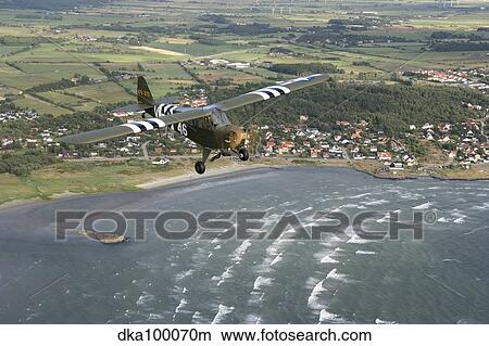 Picture - Piper L-4 Cub in US Army D-Day colors.. Fotosearch