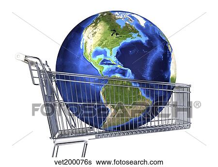 Stock Illustration - Planet Earth inside supermarket trolley.. Fotosearch