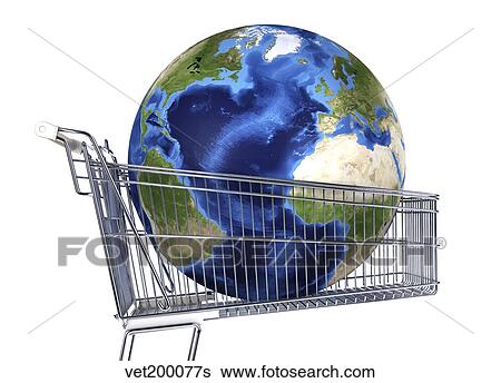 Stock Illustration - Planet Earth inside supermarket trolley.. Fotosearch