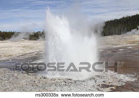 Plume Geyser eruption, Upper Geyser Basin geothermal area, Yellowstone National Park, Wyoming. View Large Photo Image Stock Photograph - Plume Geyser eruption, Upper Geyser Basin geothermal area, Yellowstone National Park, Wyoming.. Fotosearch
