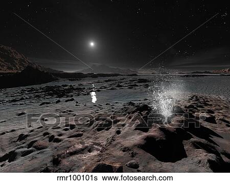 Stock Illustration - Pluto may have springs of liquid oxygen on its frozen surface.. Fotosearch