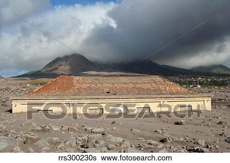 Plymouth Courthouse buried in lahar deposits from Soufriere Hills volcano, Montserrat, Caribbean. View Large Photo Image Stock Photograph - Plymouth Courthouse buried in lahar deposits from Soufriere Hills volcano, Montserrat, Caribbean.. Fotosearch