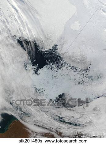 Stock Photograph - Polynya (open water) in the Beaufort Sea.. Fotosearch