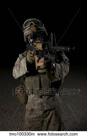 Portrait of a U. S. Marine wearing night vision device. View Large Photo Image Picture - Portrait of a U. S. Marine wearing night vision device.. Fotosearch