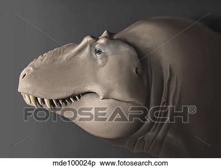 Stock Illustration - Portrait of the head of a Lythronax dinosaur.. Fotosearch