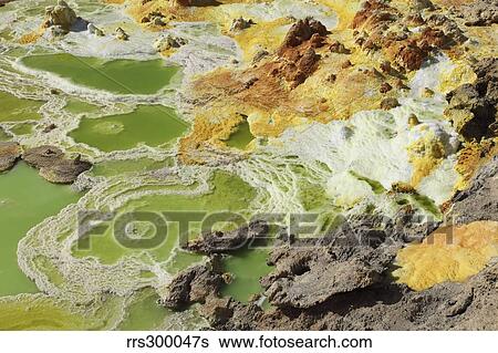 Stock Photograph - Potassium salt deposits, Dallol geothermal area, Danakil Depression, Ethiopia.. Fotosearch