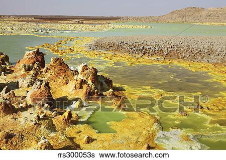 Stock Photograph - Potassium salt deposits, Dallol geothermal area, Danakil Depression, Ethiopia.. Fotosearch