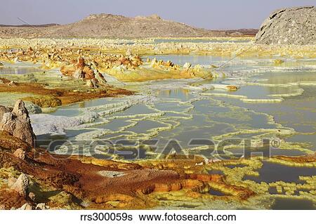 Potassium salt deposits, Dallol geothermal area, Danakil Depression, Ethiopia. View Large Photo Image Stock Photograph - Potassium salt deposits, Dallol geothermal area, Danakil Depression, Ethiopia.. Fotosearch
