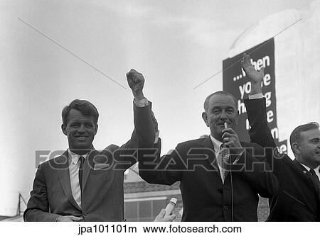 President Lyndon Johnson campaigning with Robert Kennedy. View Large Photo Image Picture - President Lyndon Johnson campaigning with Robert Kennedy.. Fotosearch