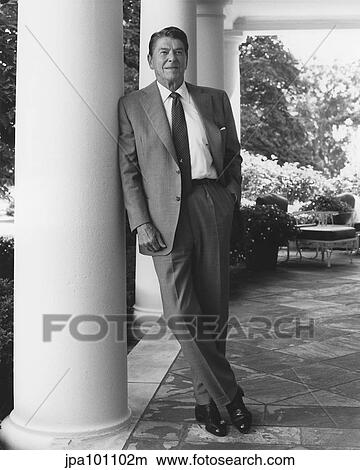 President Ronald Reagan standing outside the White House. View Large Photo Image Picture - President Ronald Reagan standing outside the White House.. Fotosearch