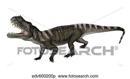Prestosuchus dinosaur roaring. View Large Illustration Stock Illustration - Prestosuchus dinosaur roaring.. Fotosearch