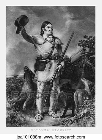 Print of folk hero and frontiersman Davy Crockett. View Large Illustration Stock Illustration - Print of folk hero and frontiersman Davy Crockett.. Fotosearch