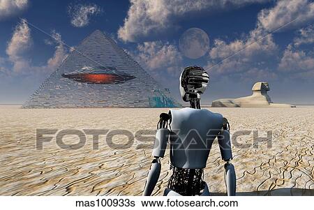 Pyramids used as dimensional doorways for aliens to travel the universe. View Large Illustration Stock Illustration - Pyramids used as dimensional doorways for aliens to travel the universe.. Fotosearch