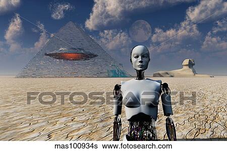 Pyramids used as dimensional doorways for aliens to travel the universe. View Large Illustration Stock Illustration - Pyramids used as dimensional doorways for aliens to travel the universe.. Fotosearch