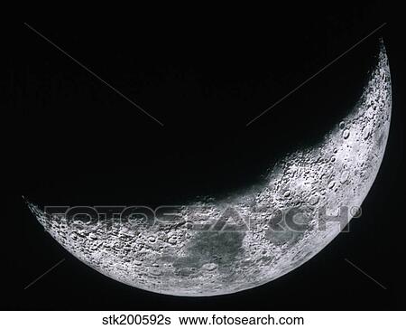 Stock Photograph - Quarter view of the Moon. Fotosearch