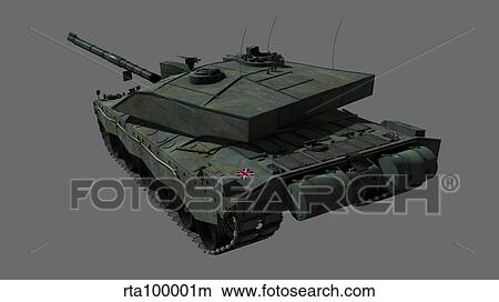 Stock Illustration - Rear view of a British Challenger II tank.. Fotosearch