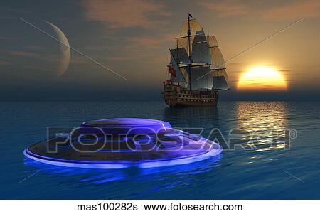 Reports of strange glowing objects have been common throughout maritime history. View Large Illustration Stock Illustration - Reports of strange glowing objects have been common throughout maritime history.. Fotosearch