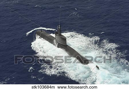 Picture - Republic of Korea submarine ROKS Lee Eokgi transits on the surface in Pearl Harbor, Hawaii.. Fotosearch