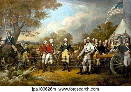 Revolutionary War Painting showing the surrender of British General John Burgoyne. View Large Illustration Stock Illustration - Revolutionary War Painting showing the surrender of British General John Burgoyne.. Fotosearch
