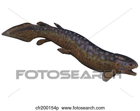 Stock Illustration - Rhizodus, an extinct predatory lobe-finned fish.. Fotosearch