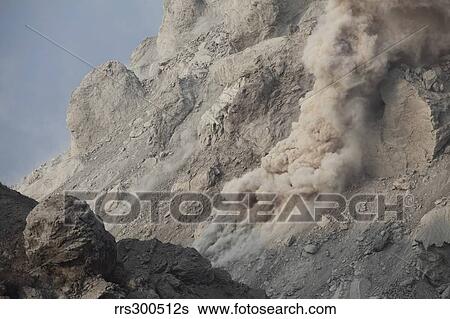 Rockfall on flank of Rerombola lava dome of Paluweh volcano, Indonesia. View Large Photo Image Stock Photograph - Rockfall on flank of Rerombola lava dome of Paluweh volcano, Indonesia.. Fotosearch