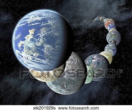 Rocky, terrestrial worlds. View Large Illustration Stock Illustration - Rocky, terrestrial worlds.. Fotosearch