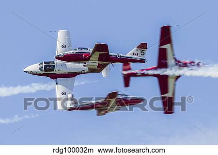 Picture - Royal Canadian Air Force CT-114 Tutor aircraft of the Snowbirds display team.. Fotosearch