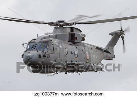 Picture - Royal Navy EH-101 Merlin in flight, Jagel, Germany.. Fotosearch