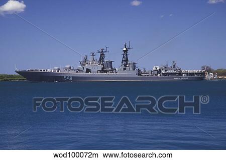 Russian destroyer Admiral Panteleyev transits our of Pearl Harbor, Hawaii. View Large Photo Image Picture - Russian destroyer Admiral Panteleyev transits our of Pearl Harbor, Hawaii.. Fotosearch