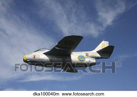 Picture - Saab J 29 vintage jet fighter of the Swedish Air Force Historic Flight.. Fotosearch