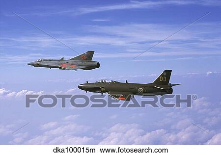 Saab J 32 Lansen and Saab 35 Draken fighters of the Swedish Air Force Historic Flight. View Large Photo Image Picture - Saab J 32 Lansen and Saab 35 Draken fighters of the Swedish Air Force Historic Flight.. Fotosearch