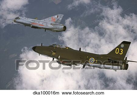 Saab J 32 Lansen and Saab 35 Draken fighters of the Swedish Air Force Historic Flight. View Large Photo Image Picture - Saab J 32 Lansen and Saab 35 Draken fighters of the Swedish Air Force Historic Flight.. Fotosearch