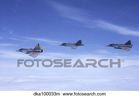 Saab JA 37 Viggen and Saab JAS 39 Gripen fighters of the Swedish Air Force. View Large Photo Image Picture - Saab JA 37 Viggen and Saab JAS 39 Gripen fighters of the Swedish Air Force.. Fotosearch
