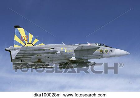 Saab JA 37 Viggen fighter plane of the Swedish Air Force. View Large Photo Image Picture - Saab JA 37 Viggen fighter plane of the Swedish Air Force.. Fotosearch