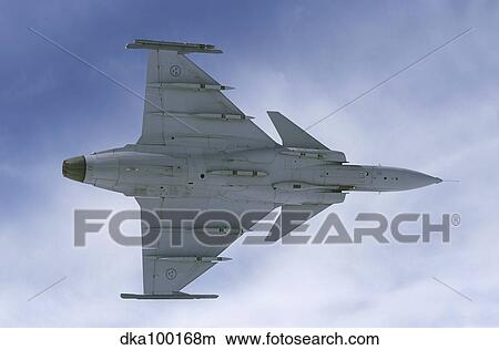 Picture - Saab JAS 39 Gripen fighter of the Swedish Air Force.. Fotosearch