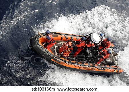 Picture - Sailors conducting small boat training in a 25-foot over-the-horizon boat. . Fotosearch