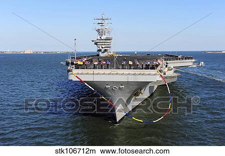 Sailors man the rails aboard USS Dwight D. Eisenhower. View Large Photo Image Picture - Sailors man the rails aboard USS Dwight D. Eisenhower.. Fotosearch