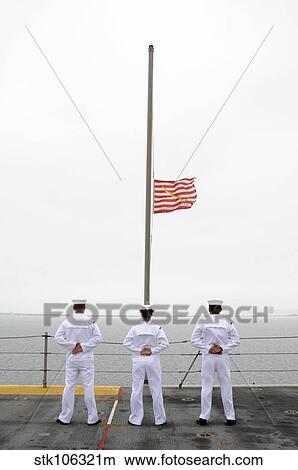 Sailors pay tribute aboard USS Essex. View Large Photo Image Picture - Sailors pay tribute aboard USS Essex.. Fotosearch