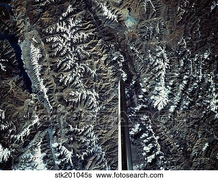 Satellite image of a mountain range. View Large Photo Image Stock Photograph - Satellite image of a mountain range.. Fotosearch