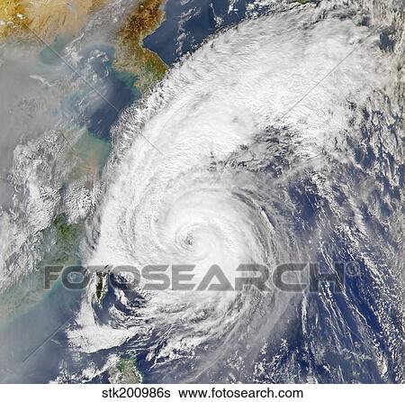 Satellite image of a typhoon. View Large Photo Image Stock Photograph - Satellite image of a typhoon.. Fotosearch