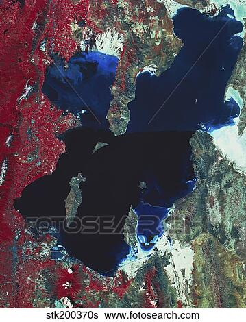 Satellite image of Great Salt Lake, Utah. View Large Photo Image Stock Photograph - Satellite image of Great Salt Lake, Utah.. Fotosearch