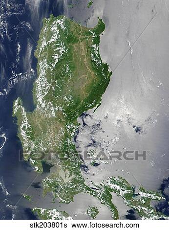 Stock Photograph - Satellite image of the northern Philippines.. Fotosearch