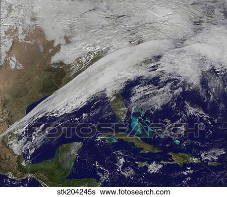 Satellite image showing clouds stretching from Texas to the U. S. northeast. View Large Photo Image Stock Photograph - Satellite image showing clouds stretching from Texas to the U. S. northeast.. Fotosearch