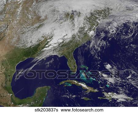 Satellite image showing severe thunderstorms and tornados in the eastern United States. View Large Photo Image Stock Photograph - Satellite image showing severe thunderstorms and tornados in the eastern United States.. Fotosearch