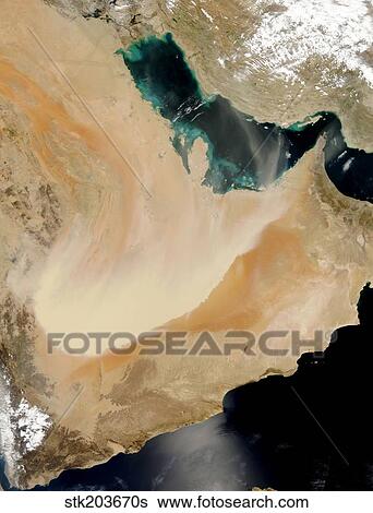Satellite view of a dust storm in Saudi Arabia. View Large Photo Image Stock Photograph - Satellite view of a dust storm in Saudi Arabia. . Fotosearch